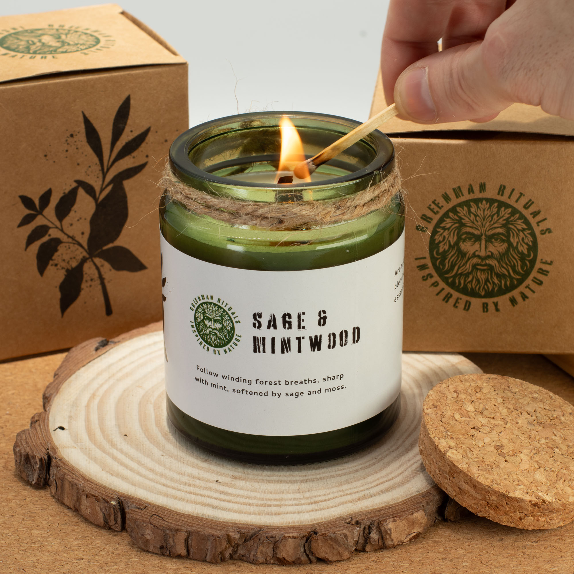 Greenman Woodwick Soy Candle - Midnight Rose